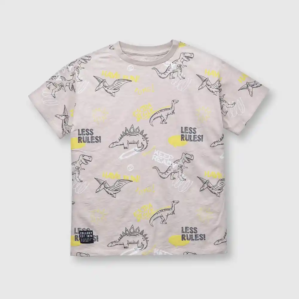 Polera Dino De Niño Beige Talla 2a