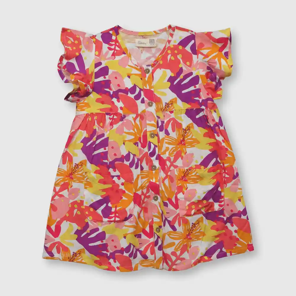 Vestido Floreado Bebé Niña Rosado Talla 12/18 Meses