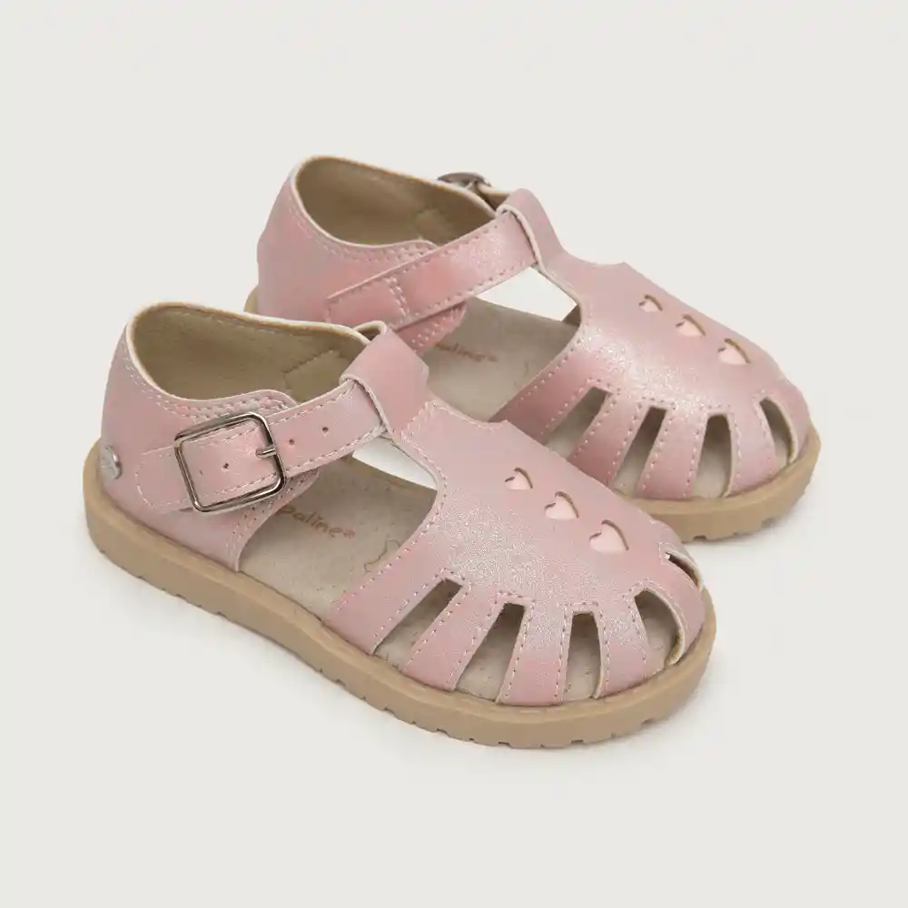 Sandalias Corazones De Niña Rosada Talla 26