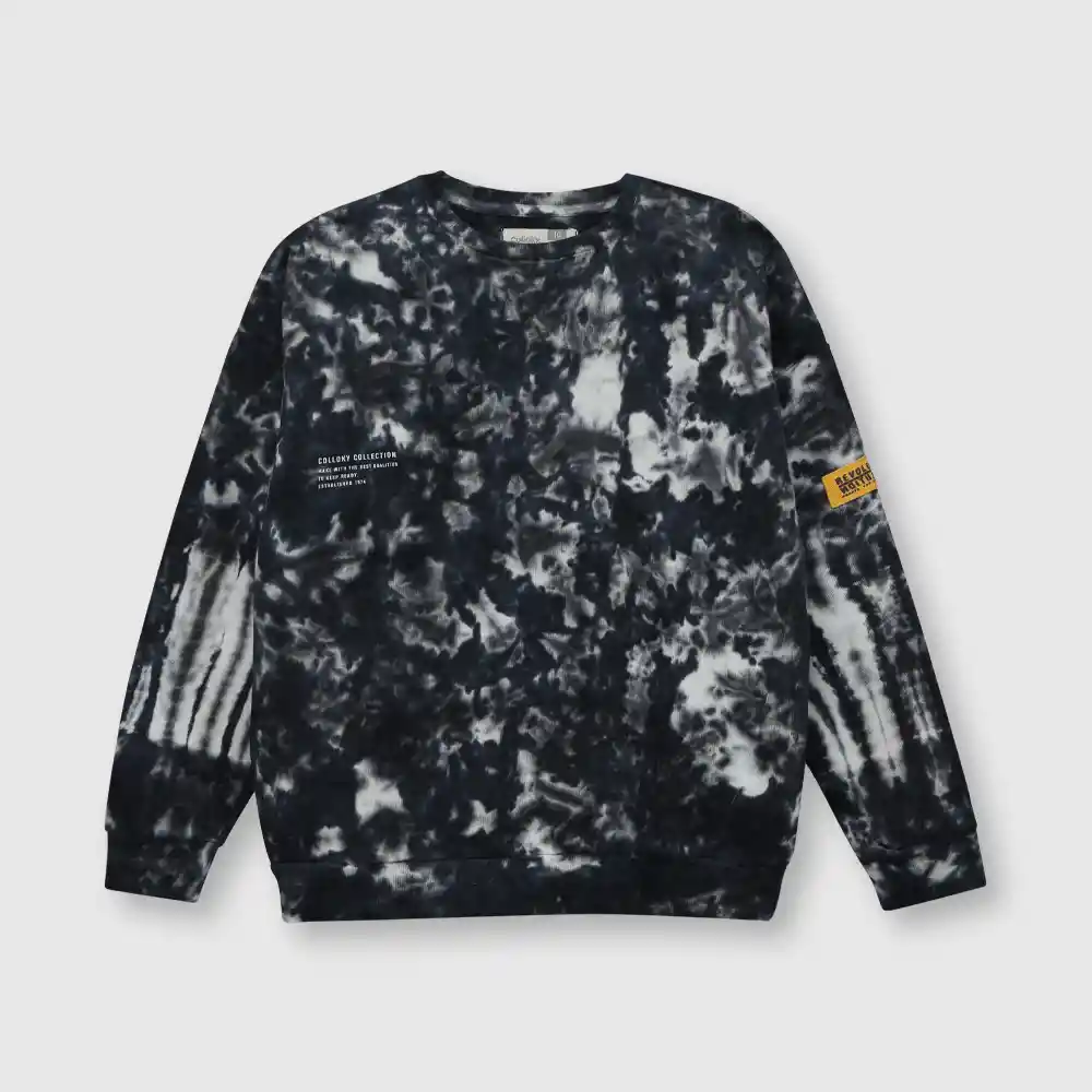 Polerón Tie Dyed De Niño Gris Talla 10a