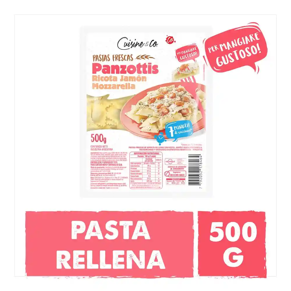 Cuisine & Co Pasta Fresca Panzottis Ricota Jamón y Mozzarella