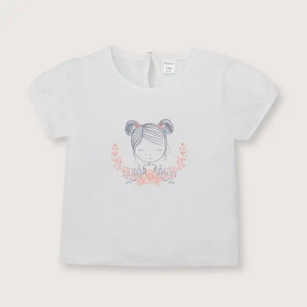 Polera Manga Tipo Princesa Para Niña Blanco Talla 9m