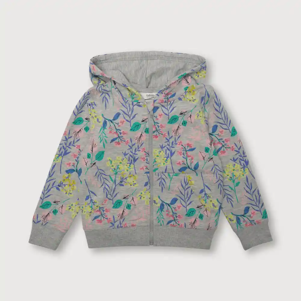 Polerón Tropical Romantico De Niña Gris Talla 9/12 Meses