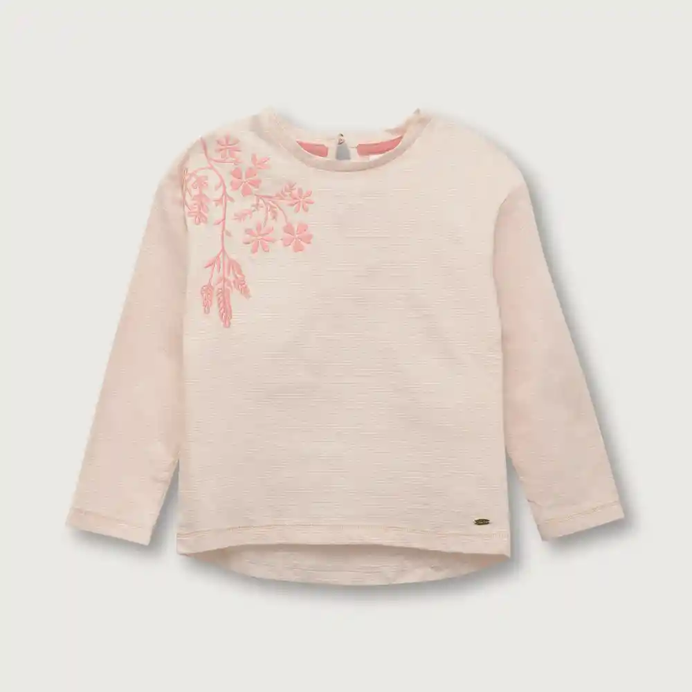 Polera Manga Grunge De Niña Rosado Talla 6 Meses