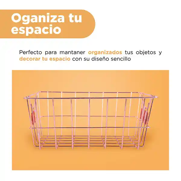 Organizador de Acero Cuadrado Grande Serie Rose Gold Miniso