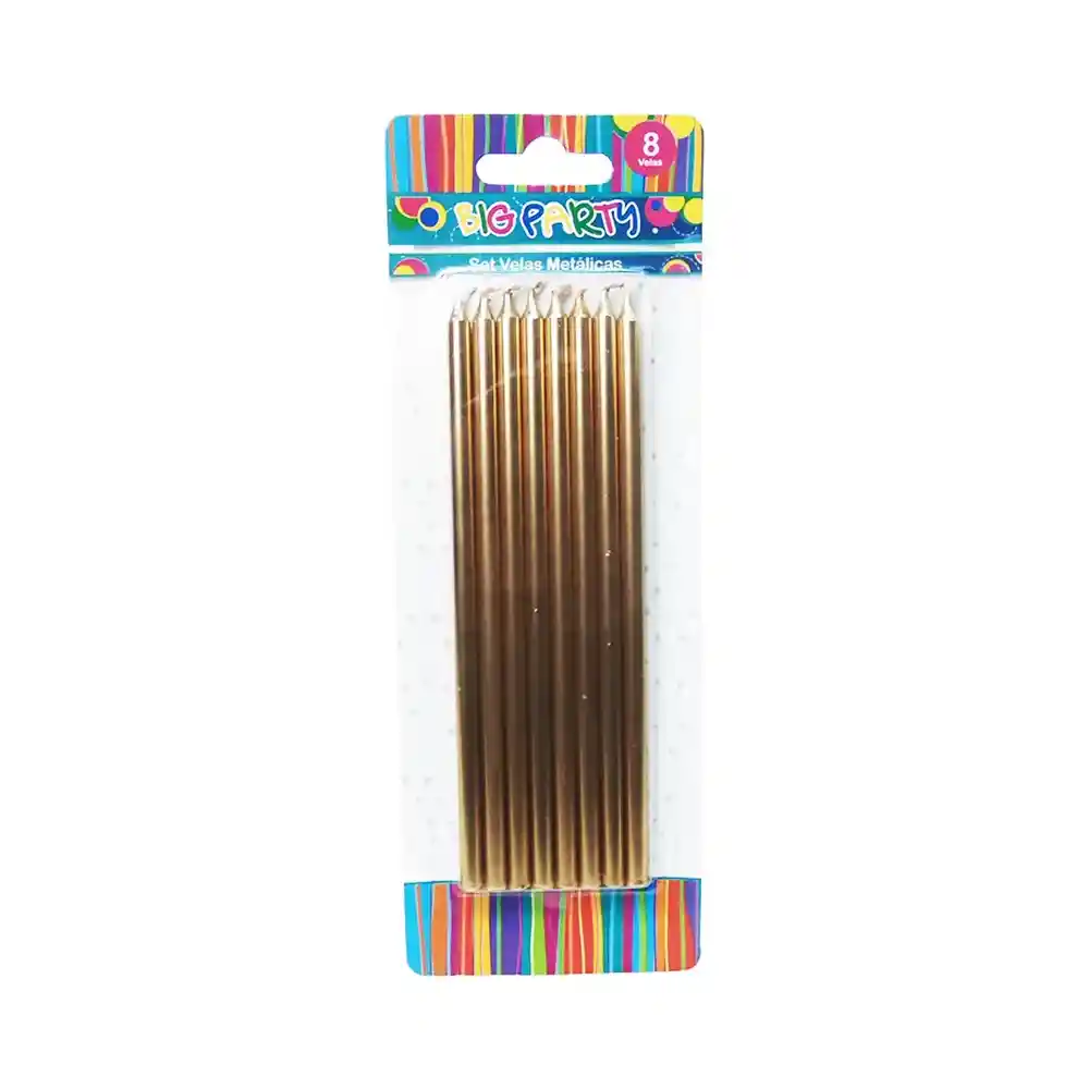 Vela Larga Metalica 8pcs Big Party