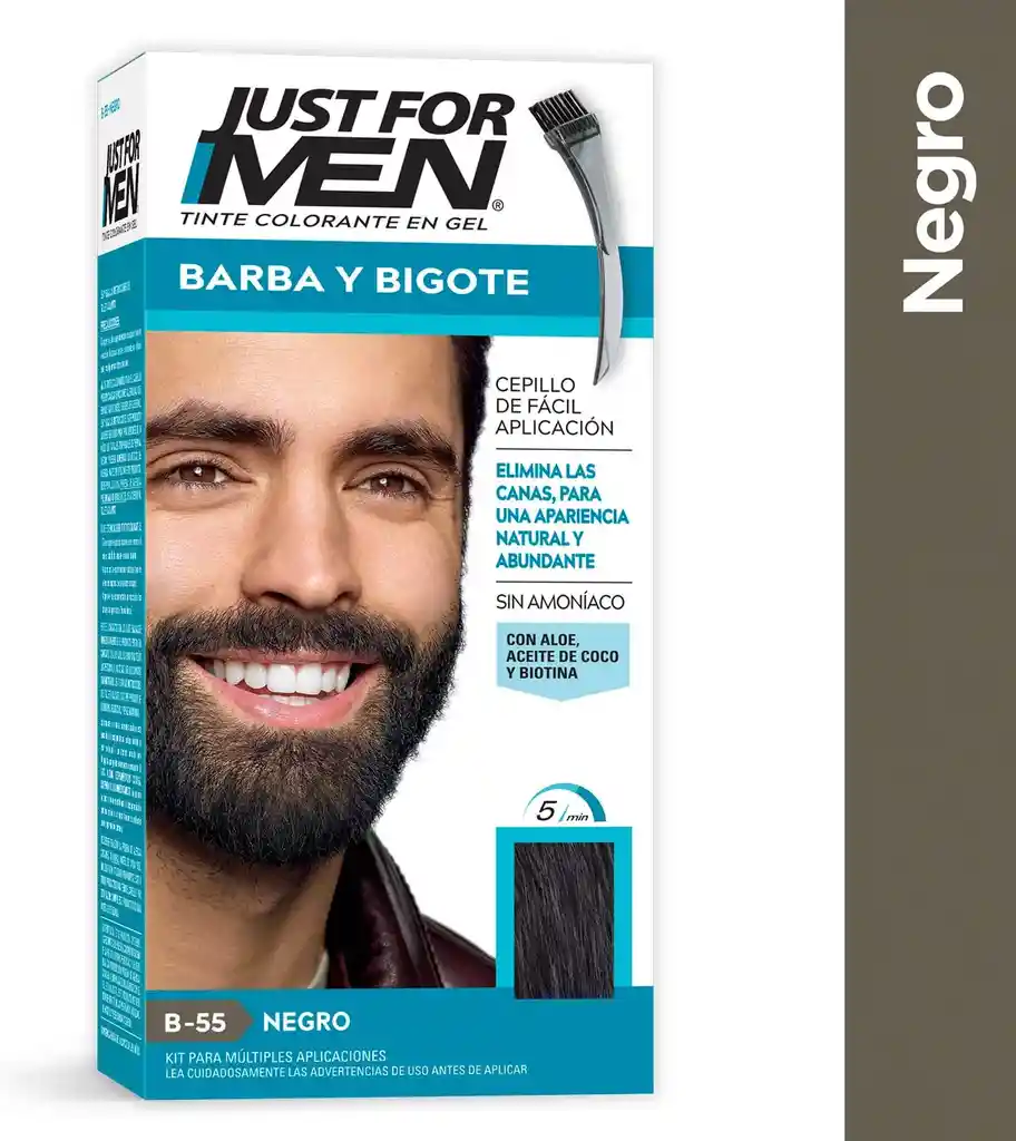 Just For Men Tinte Colorante para Barba y Bigote Tono B-55 Negro