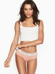 Victoria's Secret Panty Hiphugger de Algodón Stretch Logo Rosa L