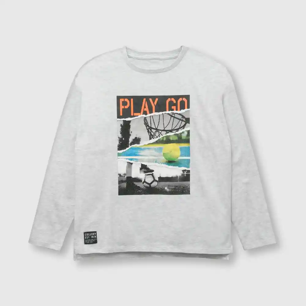 Polera Deportes De Niño Gris Talla 2a