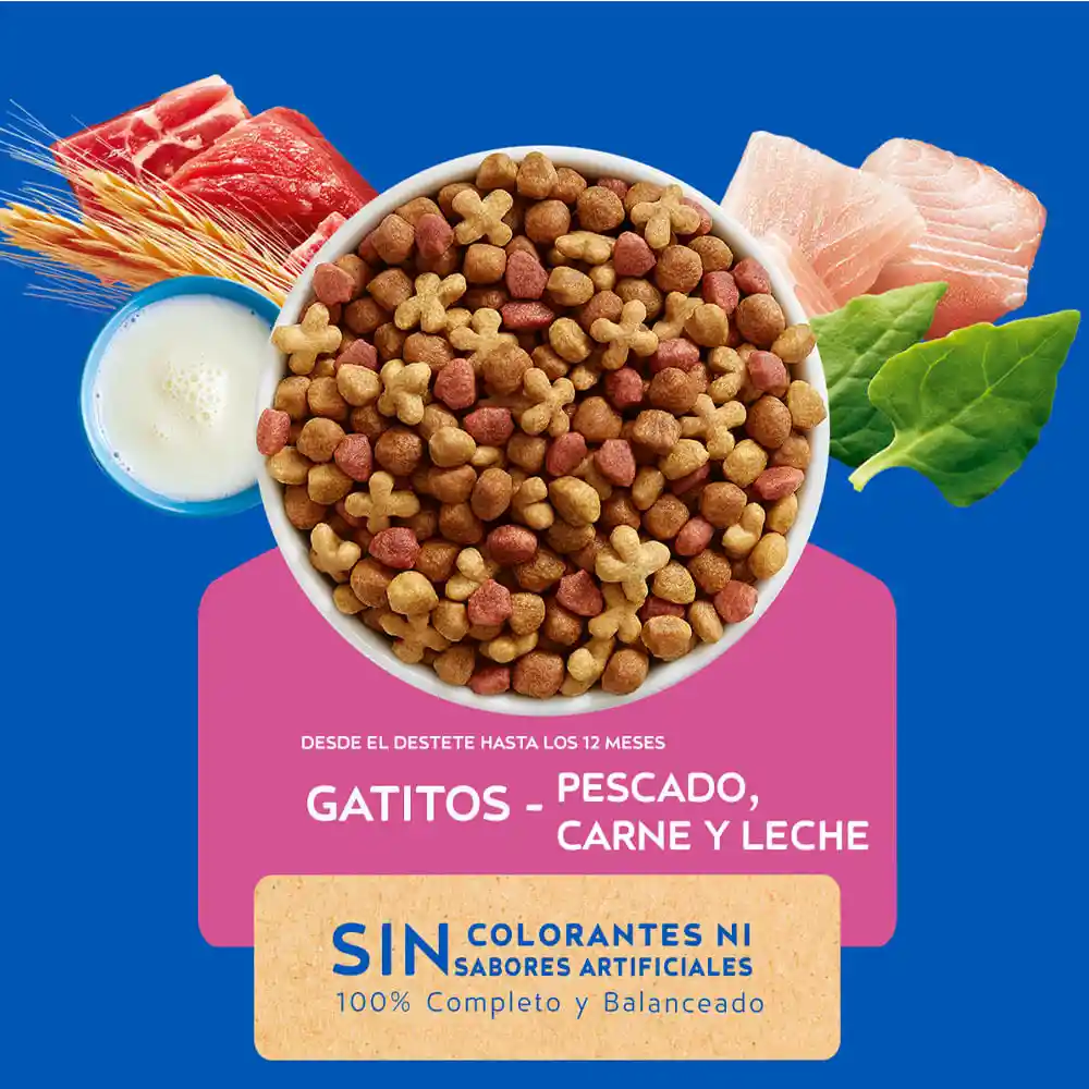 Cat Chow Alimento para Gatitos Sabor a Pescado Carne y Leche