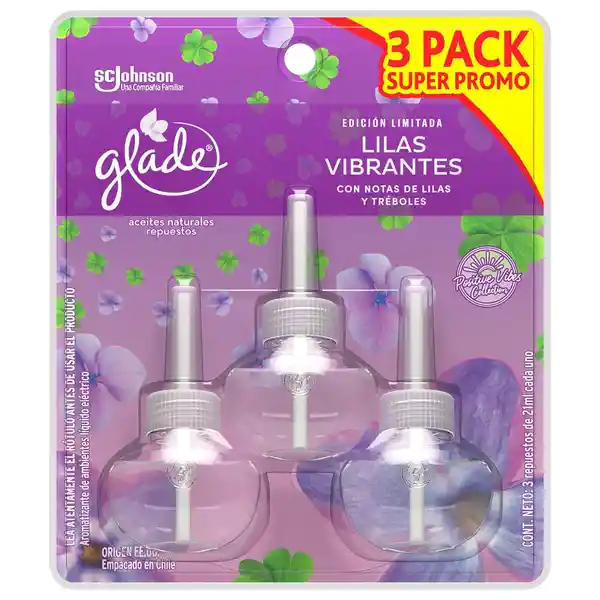 Glade Desodorante Ambiental Eléctrico Lilas Vibrantes Repuesto