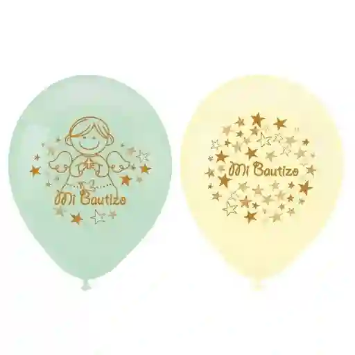 Globo Látex mi Bautizo Verde Amarillo