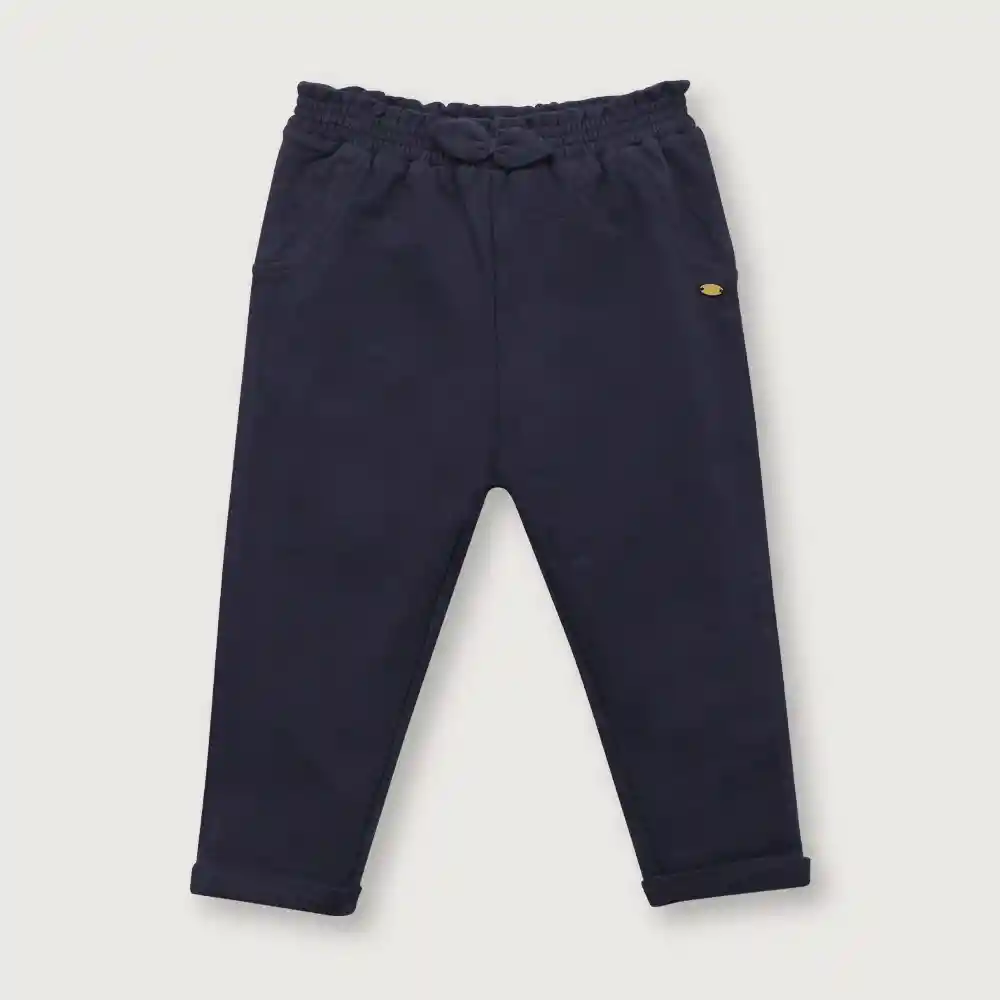 Pantalón Buzo Con Moño De Niña Navy Talla 4a