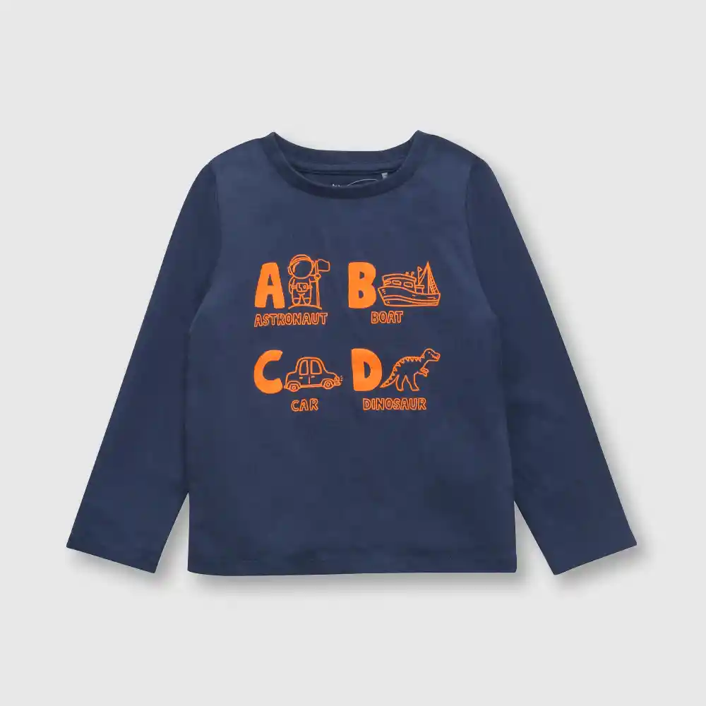 Polera Estampadade Bebé Niño Azul Talla 9/12 Meses