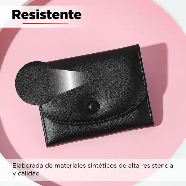 Billetera Corta Plegada Estilo Simplista Europeo Negro Miniso