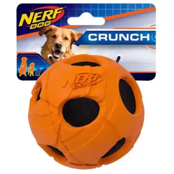 Nerf Dog Crunch Juguete Perro Diseño Pelota de Soccer Naranja