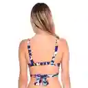 Bikini Estilo Sostén Con Barba Cruzado Estampado Azul T. M Samia