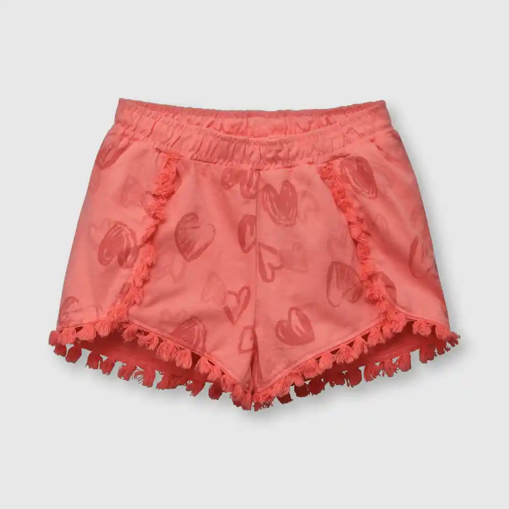 Short Estampado De Punto De Niña Rosado Talla 10a