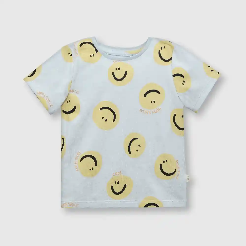Polera Smile De Bebé Niño Azul Talla 6/9m
