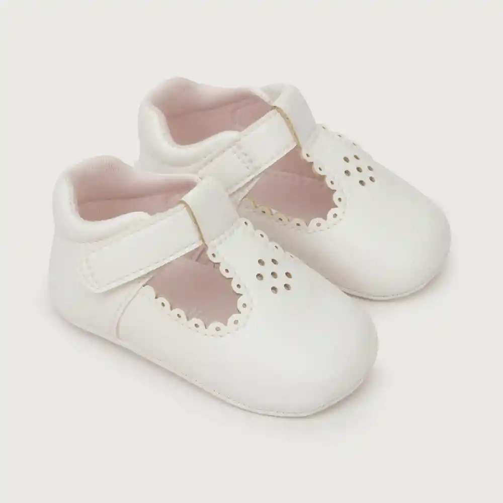Zapatos Reina Bebé Calado Flor Blanco Talla 14
