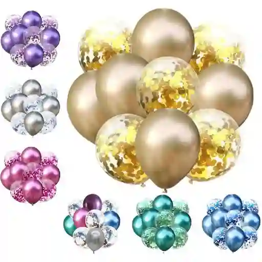 Globo Cromo Confetti Surtidos