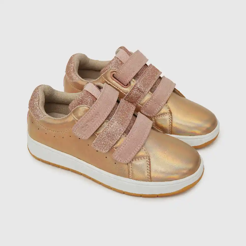 Zapatillas Urbana Dos Velcros De Niña Rosado Talla 29