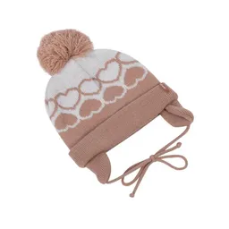 Gorro Cubre Orejas Con Pompón Corazones - 4 - 5 Años Rosa