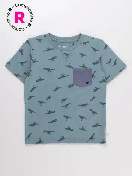 Harvest Polera Manga Corta Miniprint Color Verde Claro 8 V26