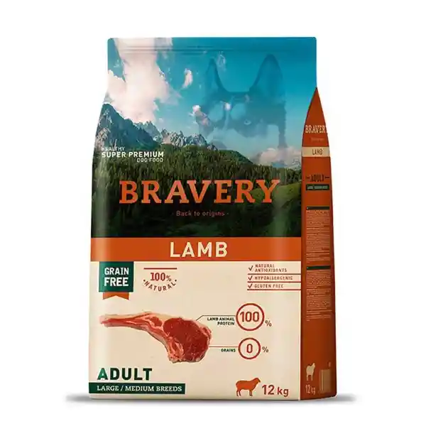 Raza Bravery Alimento Para Perro Adulto de Mediana y Grande Lamb