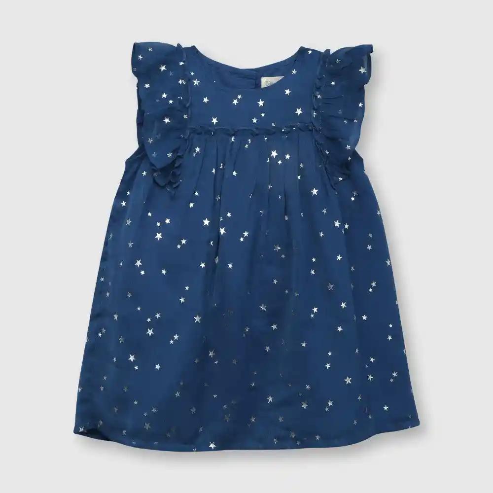 Vestido Estrellas De Bebé Niña Azul Talla 9/12m