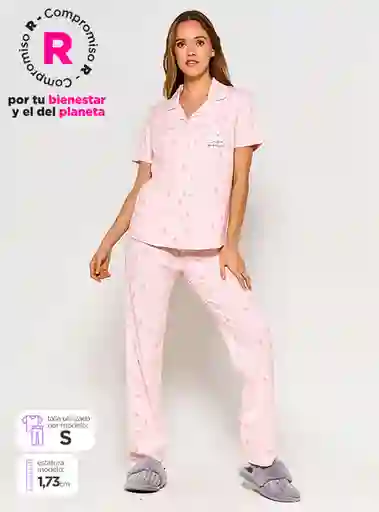 Index Pijama Manga Corta Camisa Rosado Talla L Fb V25