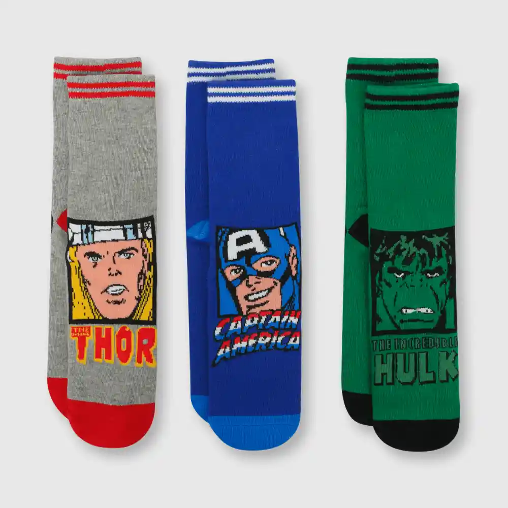 Pack Calcetines Marvel Comics Niño Azulino Talla 30/33