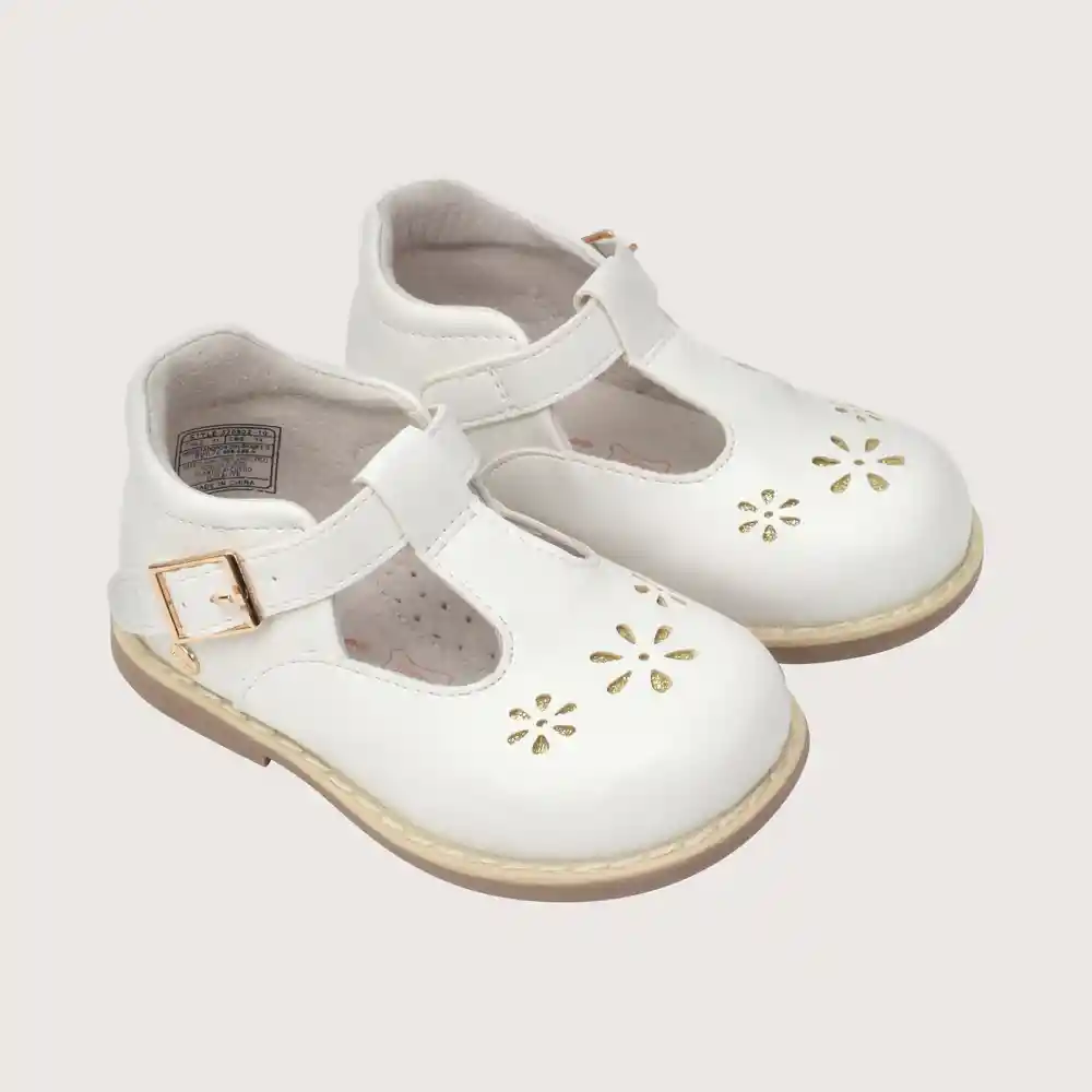 Zapatos Reina Hebilla De Niña Blanca Talla 21