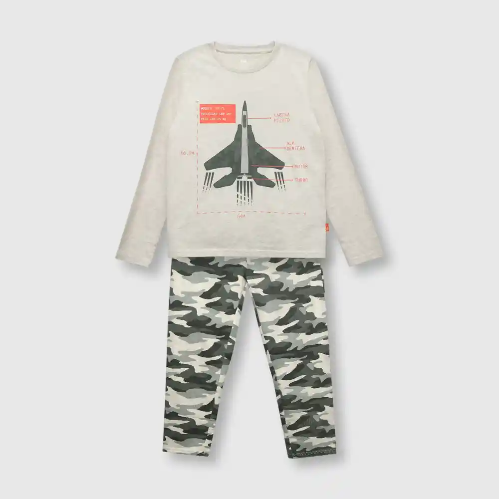 Pijama Algodón Niño Beige Talla 3 Años