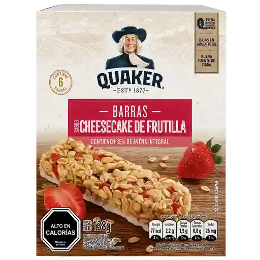 Quaker Barras de Cereal Sabor Cheesecake Frutilla
