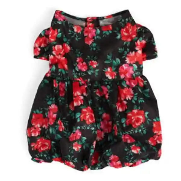 Youly Vestido Color Negro Con Rosas Para Perro Chico