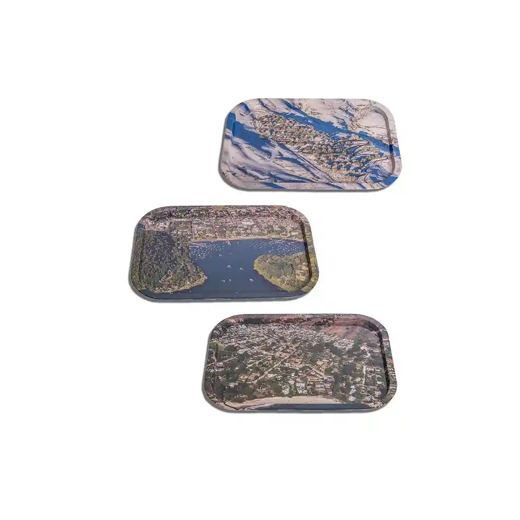 Andes1 Set de 3 Bandejas Metálica con Paisajes de Chile