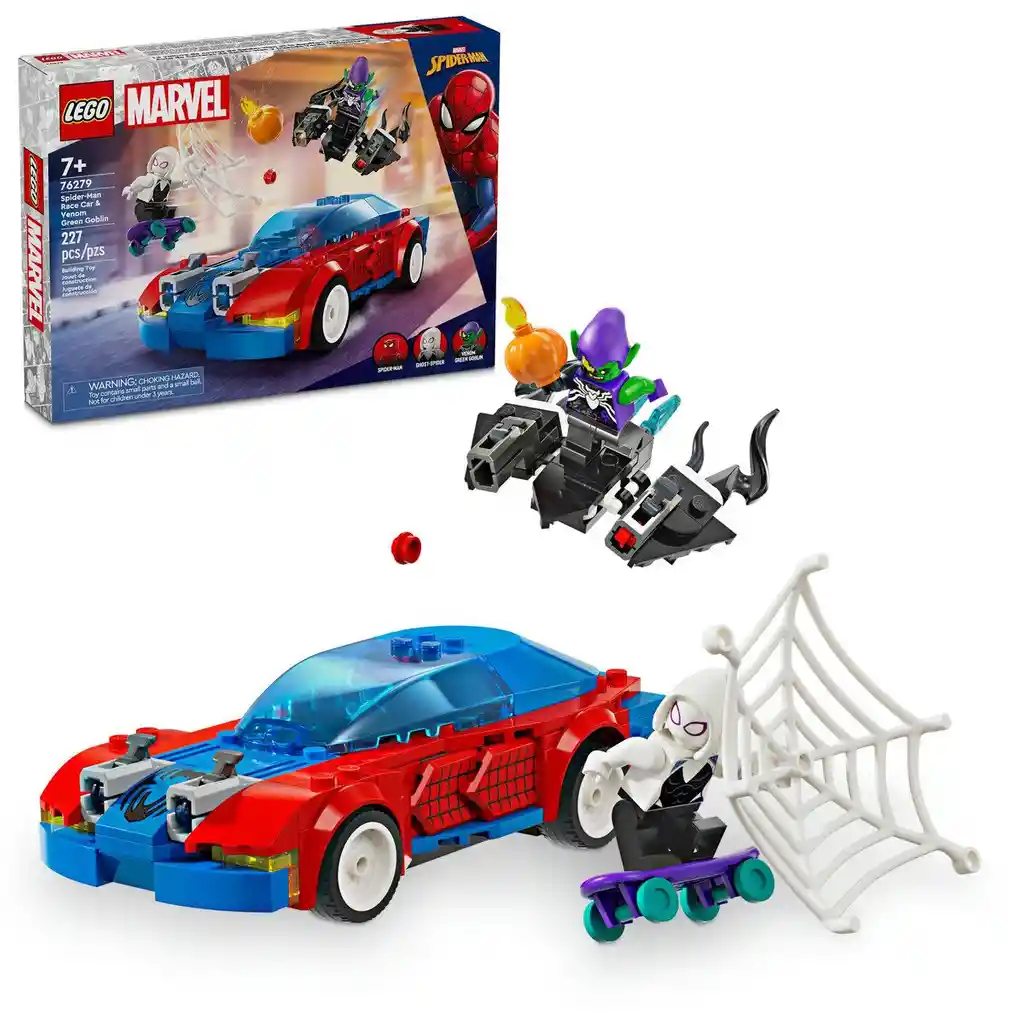 Lego® Auto de Carreras de Spider-man y Duende Verde Venomizado