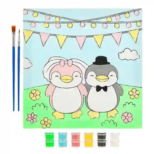 Miniso Set de Pinturas Pingüinos de Boda