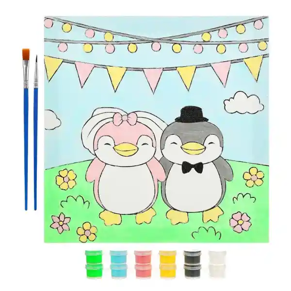 Miniso Set de Pinturas Pingüinos de Boda