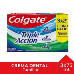 Pasta Dental Colgate Triple Acción Menta Original 75 mL x 3 Und