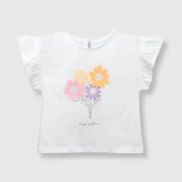 Polera Flores Bebé Niña White Talla 3/6M Colloky