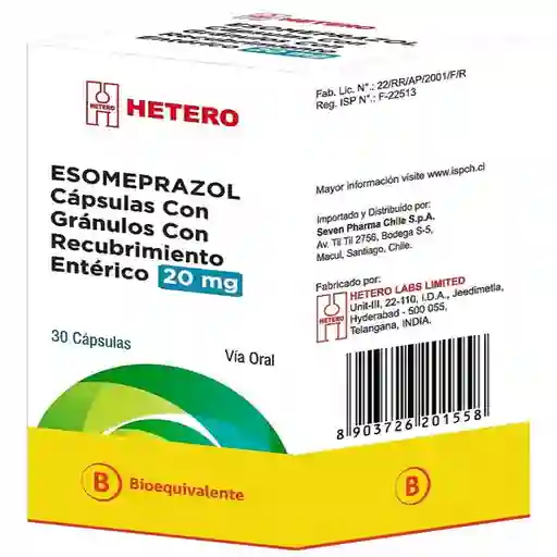 Esomeprazol Cápsulas Con Gránulos Recubrimiento Enterico (20 mg)