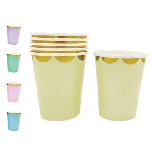Vaso Pastel Bordes Dorados