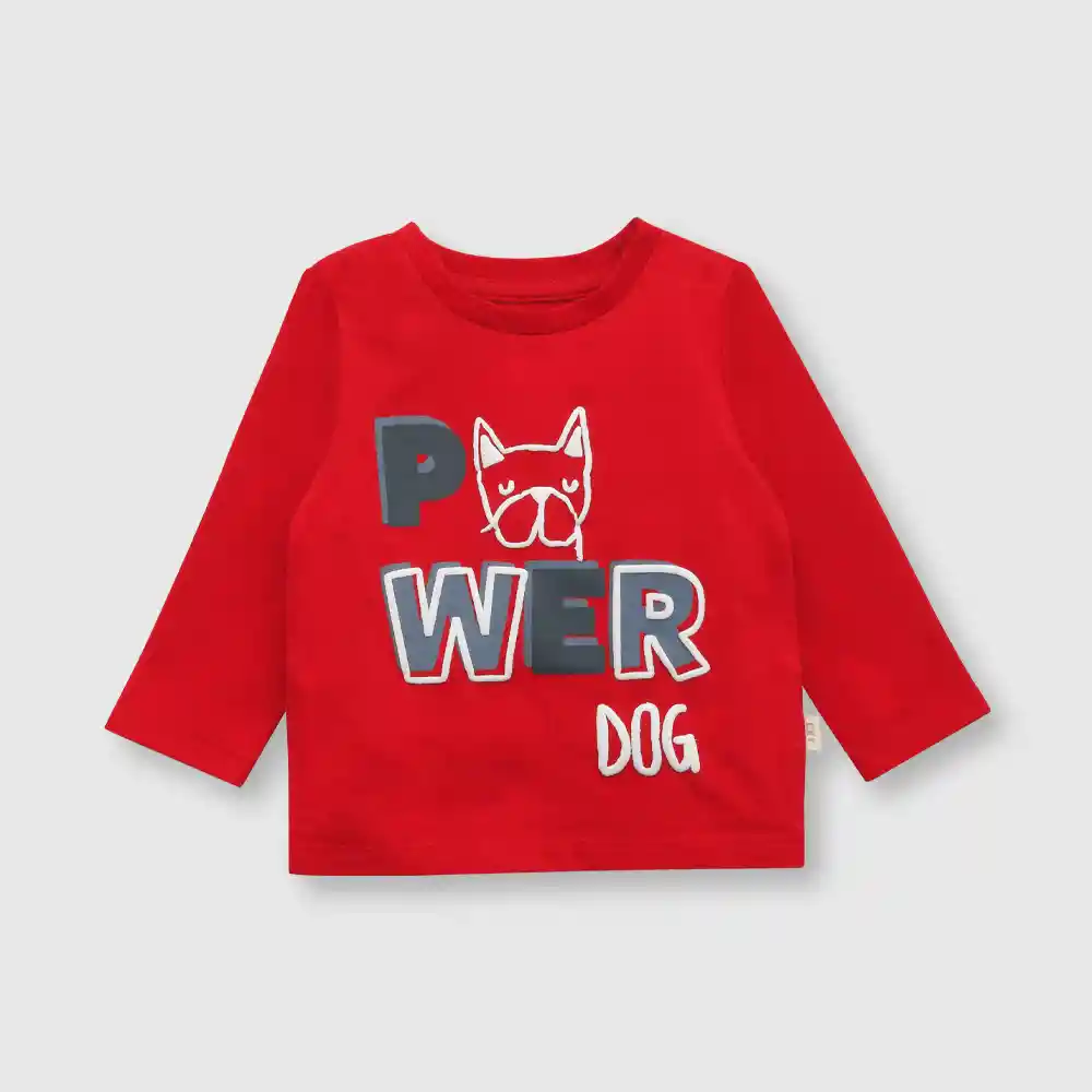 Polera De Bebé Perros Niño Roja Talla 6/9m