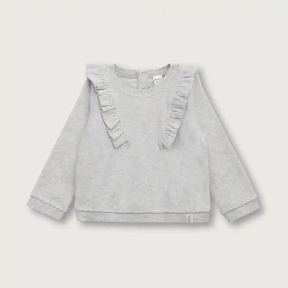 Polerón Con Vuelos De Niña Gris Talla 6 Meses