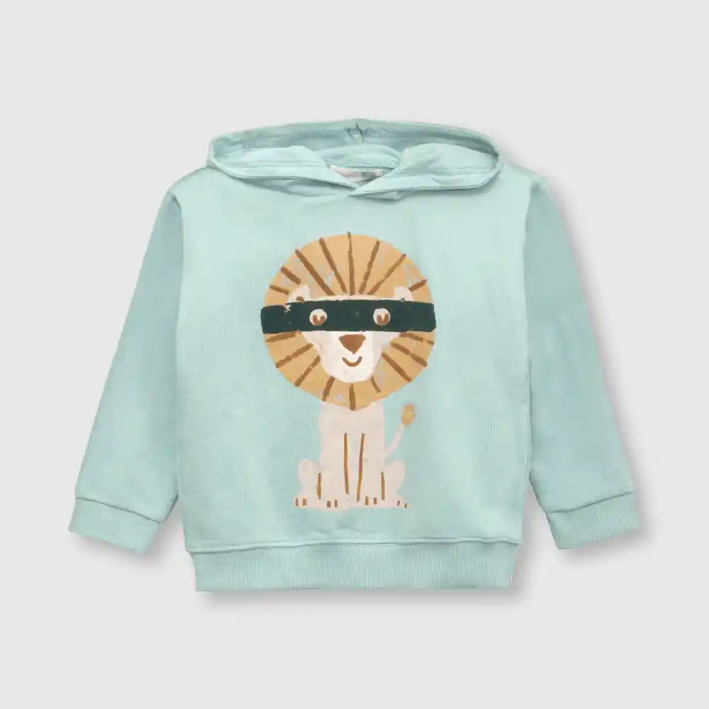 Polerón Leon De Bebe Niño Verde Talla 6/9m
