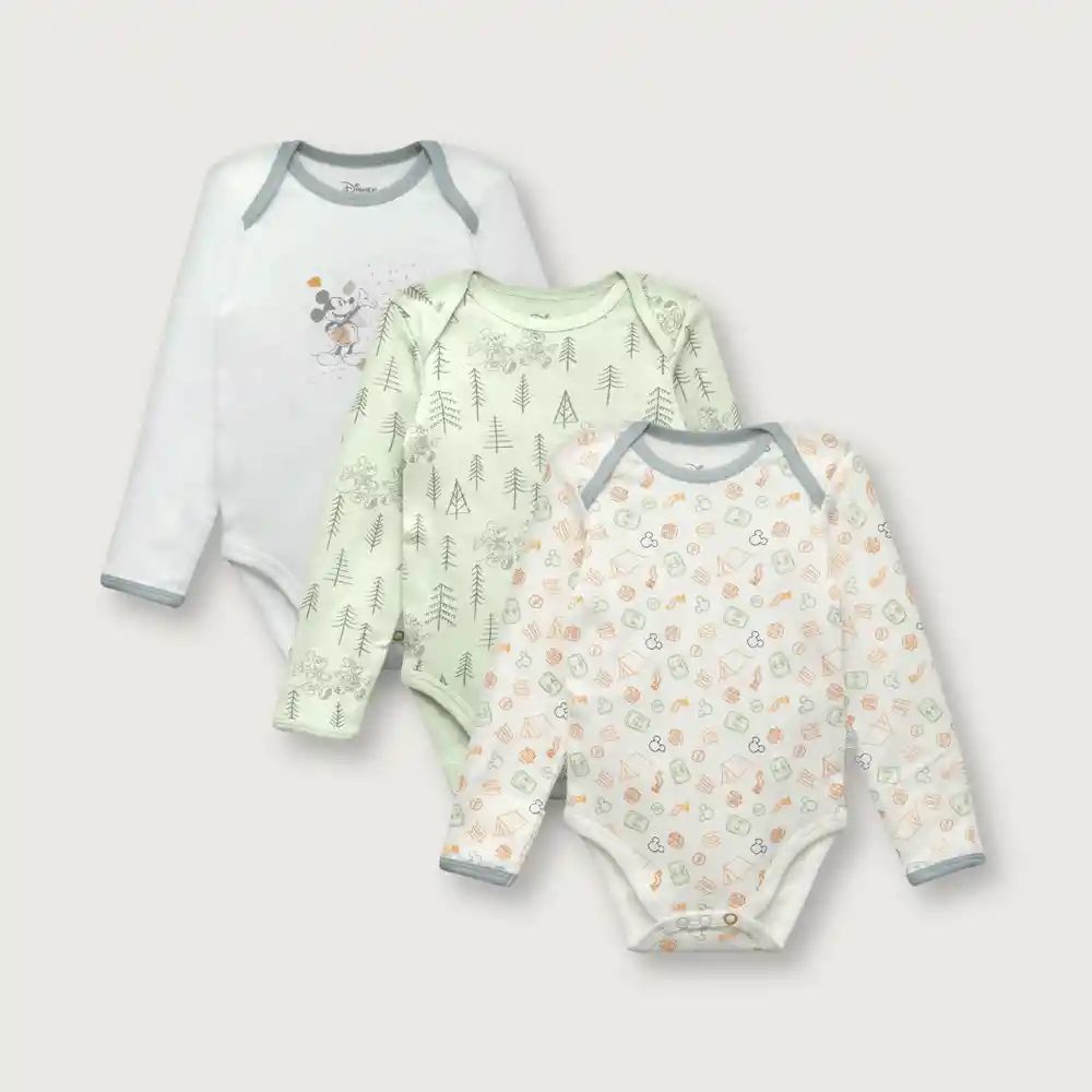 Pack Body Disney Mickey Mouse Verde Niño Verde Talla 12M Opaline