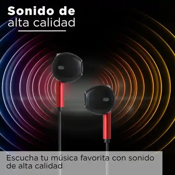 Miniso Audífonos Half In Ear Modelo Y668 Rojo y Negro 