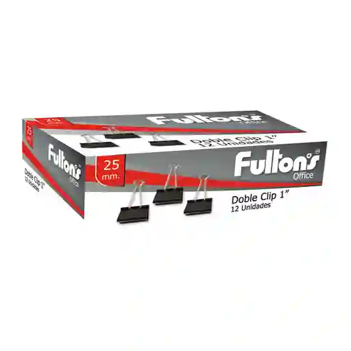 Fultons Clip Doble Negro Metálico 25 mm